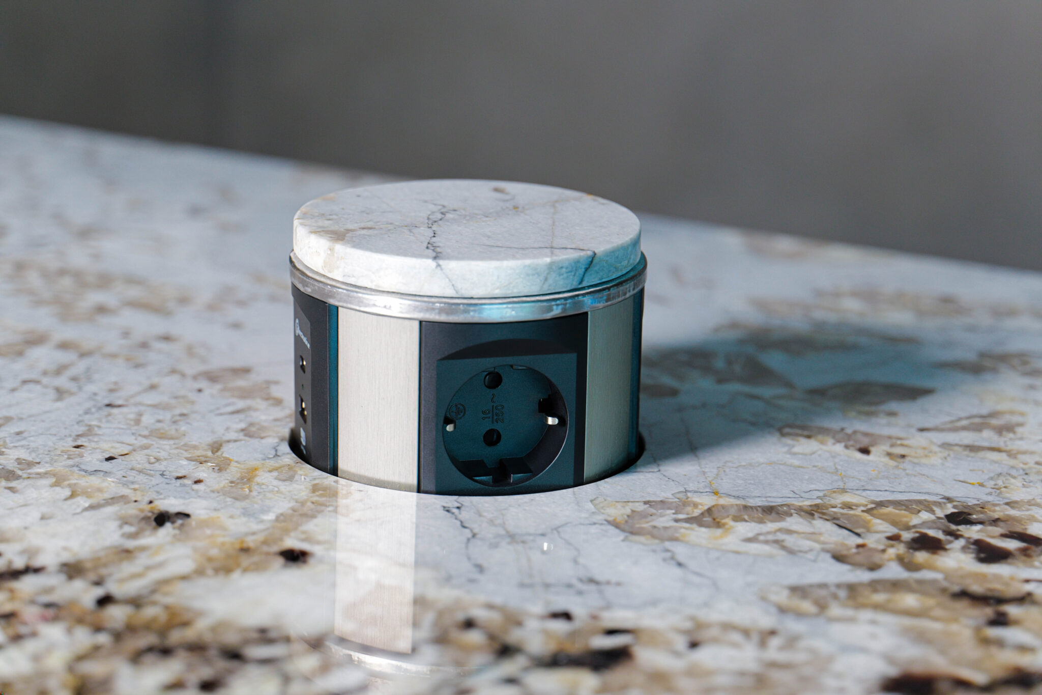 Detail of a completed KAMICO stone installation highlighting texture, veining and precision finishing